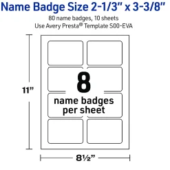Avery® Printable Adhesive Name Badges With Preprinted Designs, Rectangle, S00-EVA, 2-1/3