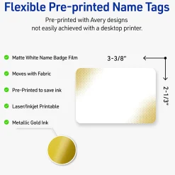 Avery® Printable Adhesive Name Badges With Preprinted Designs, Rectangle, S00-EW9, 2-1/3