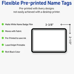 Avery® Printable Adhesive Name Badges/Preprinted Designs, Rectangle, S00-EY6, 2-1/3