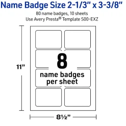 Avery® Printable Adhesive Name Badges/Preprinted Designs, Rectangle, S00-EXZ, 2-1/3