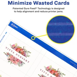 Avery® Printable Business Cards With Sure Feed® Technology, 95272-MWC25, Rectangle, 2.5" x 3.5", Matte White, Pack Of 150