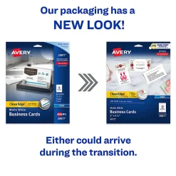 Avery® Printable Clean Edge® Business Cards With Sure Feed® Technology For Inkjet Printers, 2