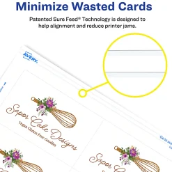 Avery® Printable Clean Edge® Business Cards With Sure Feed® Technology for Laser Printers, 2