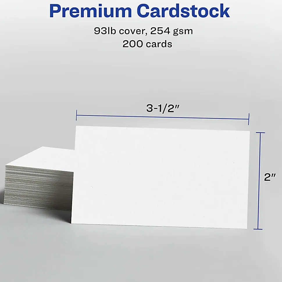 Avery® Printable Clean Edge® Business Cards With Sure Feed® Technology For Inkjet Printers, 2" x 3-1/2", White Linen Textured, Pack Of 200 Blank Cards