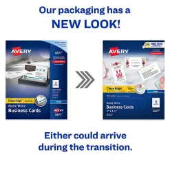 Avery® Printable Clean Edge® Business Cards With Sure Feed® Technology For Inkjet Printers, 2" x 3-1/2", White, Pack Of 400 Blank Cards