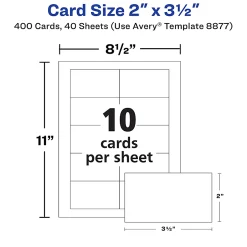 Avery® Printable Clean Edge® Business Cards With Sure Feed® Technology for Laser Printers, 2
