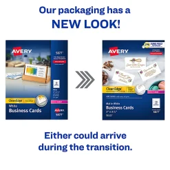 Avery® Printable Clean Edge® Business Cards With Sure Feed® Technology for Laser Printers, 2