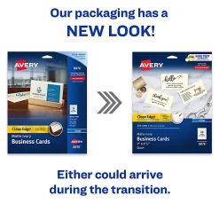 Avery® Printable Clean Edge® Business Cards With Sure Feed® Technology For Inkjet Printers, 2" x 3-1/2", Ivory, Pack Of 200 Blank Cards
