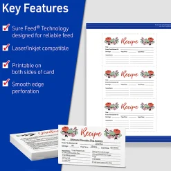 Avery® Printable Index Cards With Sure Feed® Technology, 3" x 5", White, Pack Of 150 Cards