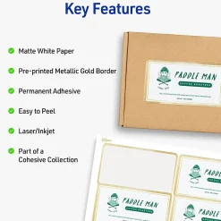 Avery® Printable Labels With Metallic Border, Rectangle, 2" x 4", Matte White, Pack Of 100