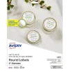 Avery® Printable Labels With Metallic Border, Round, 2" diameter, Matte White/Gold, Pack Of 120
