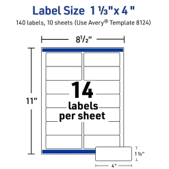 Avery® Printable Labels With Sure Feed®, Rectangle, 1-1/3