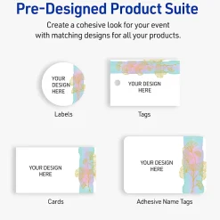 Avery® Printable Labels With Sure Feed® Technology, S00-EVD, 4" x 3-1/3", Glossy White With Preprinted Watercolor/Gold Leaf Design, Pack Of 40