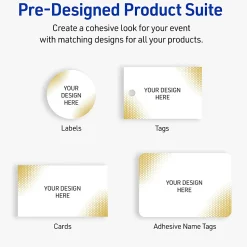 Avery® Printable Labels With Sure Feed® Technology, S00-EWA, Square, 2" x 2", Glossy White With Preprinted Gold-Blush Pattern, Pack Of 120