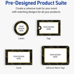 Avery® Printable Labels With Sure Feed® Technology, S00-ETG, Rectangle, 4" x 3-1/3", Glossy White With Preprinted Black/Gold Vein Border, Pack Of 40