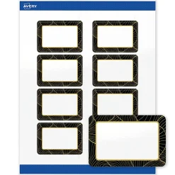 Avery® Printable Labels With Sure Feed® Technology, S00-ETH, Rectangle, 2" x 3", Glossy White With Preprinted Black/Gold Vein Border, Pack Of 80