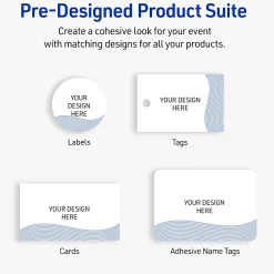 Avery® Printable Labels With Sure Feed® Technology, S00-ETY, Rectangle, 4" x 3-1/3", Matte White With Preprinted Blue Waves Design, Pack Of 40