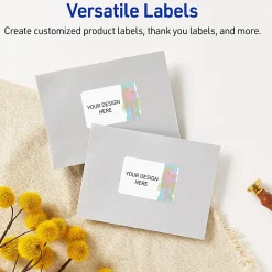 Avery® Printable Labels With Sure Feed® Technology, S00-EVE, Rectangle, 2" x 3", Matte White With Preprinted Watercolor/Gold Leaf Design, Pack Of 80