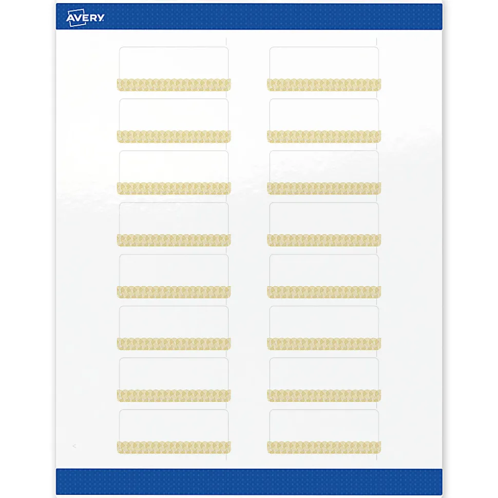 Avery® Printable Labels With Sure Feed® Technology, S00-EVR, Square, 3" x 3", Matte White With Preprinted Watercolor/Gold Leaf Design, Pack Of 60