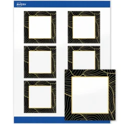 Avery® Printable Labels With Sure Feed® Technology, S00-ETF, Rectangle, 1" x 2-5/8", Matte White With Preprinted Black/Gold Vein Border, Pack Of 160