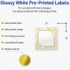Avery® Printable Labels With Sure Feed® Technology, S00-EVT, Square, 2" x 2", Glossy White With Preprinted Gold Leaf Pattern, Pack Of 120