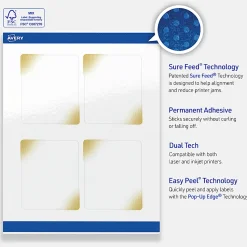 Avery® Printable Labels With Sure Feed® Technology, S00-EWD, Rectangle, 4" x 3-1/3", Glossy White With Preprinted Gold-Blush Pattern, Pack Of 40