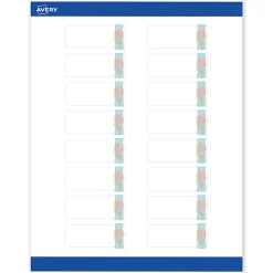Avery® Printable Labels With Sure Feed® Technology, S00-EVC, 1" x 2-5/8", Matte White With Preprinted Watercolor/Gold Leaf Design, Pack Of 160