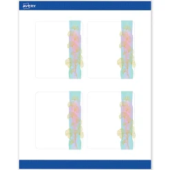 Avery® Printable Labels With Sure Feed® Technology, S00-EVD, 4" x 3-1/3", Matte White With Preprinted Watercolor/Gold Leaf Design, Pack Of 40