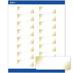 Avery® Printable Labels With Sure Feed® Technology, S00-EWB, Rectangle, 1" x 2-5/8", Matte White With Preprinted Gold-Blush Pattern, Pack Of 160