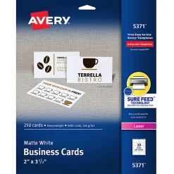 Avery® Printable Microperforated Business Cards With Sure Feed® Technology For Laser Printers, 2