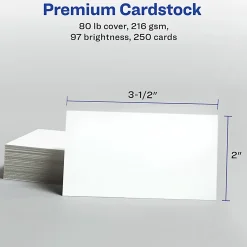 Avery® Printable Microperforated Business Cards With Sure Feed® Technology For Inkjet Printers, 2" x 3-1/2", White, Pack Of 250 Blank Cards