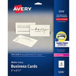 Avery® Printable Microperforated Business Cards With Sure Feed® Technology For Laser Printers, 2