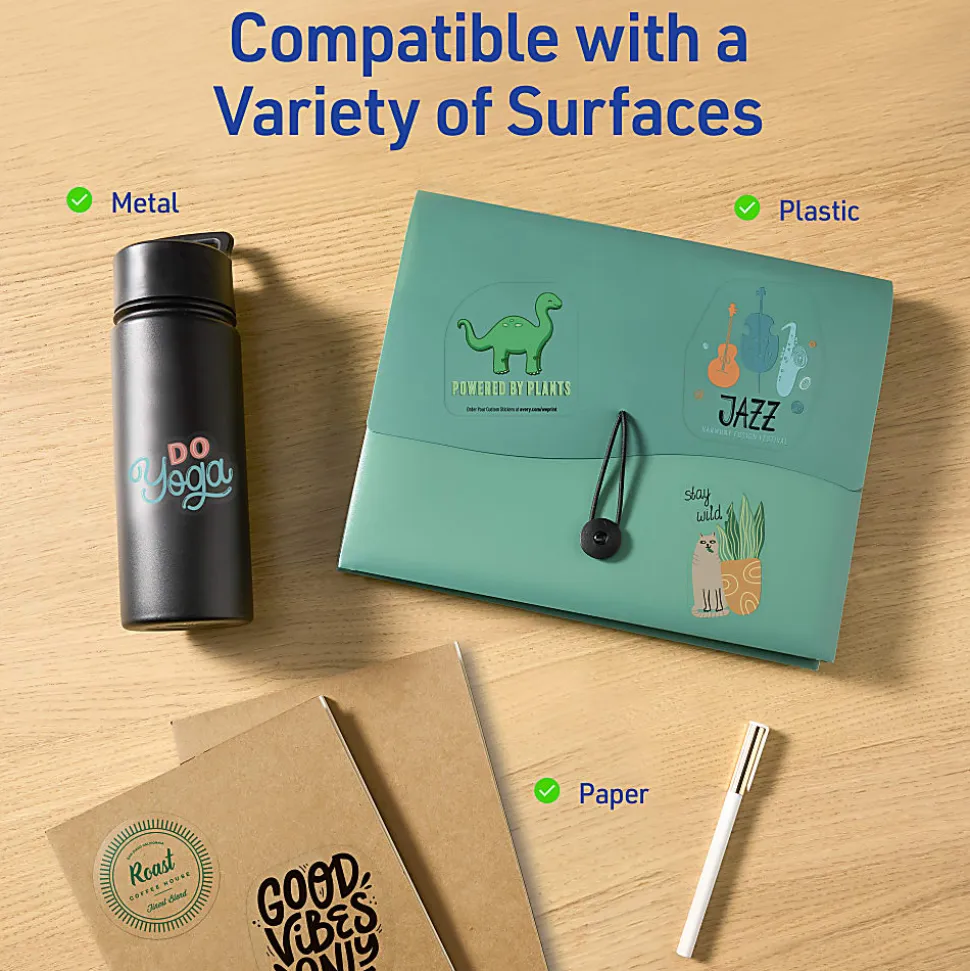 Avery® Printable Sticker Paper For Laser & Inkjet Printers, 8.5" x 11", Glossy Clear, 7 Craft Paper Sheets