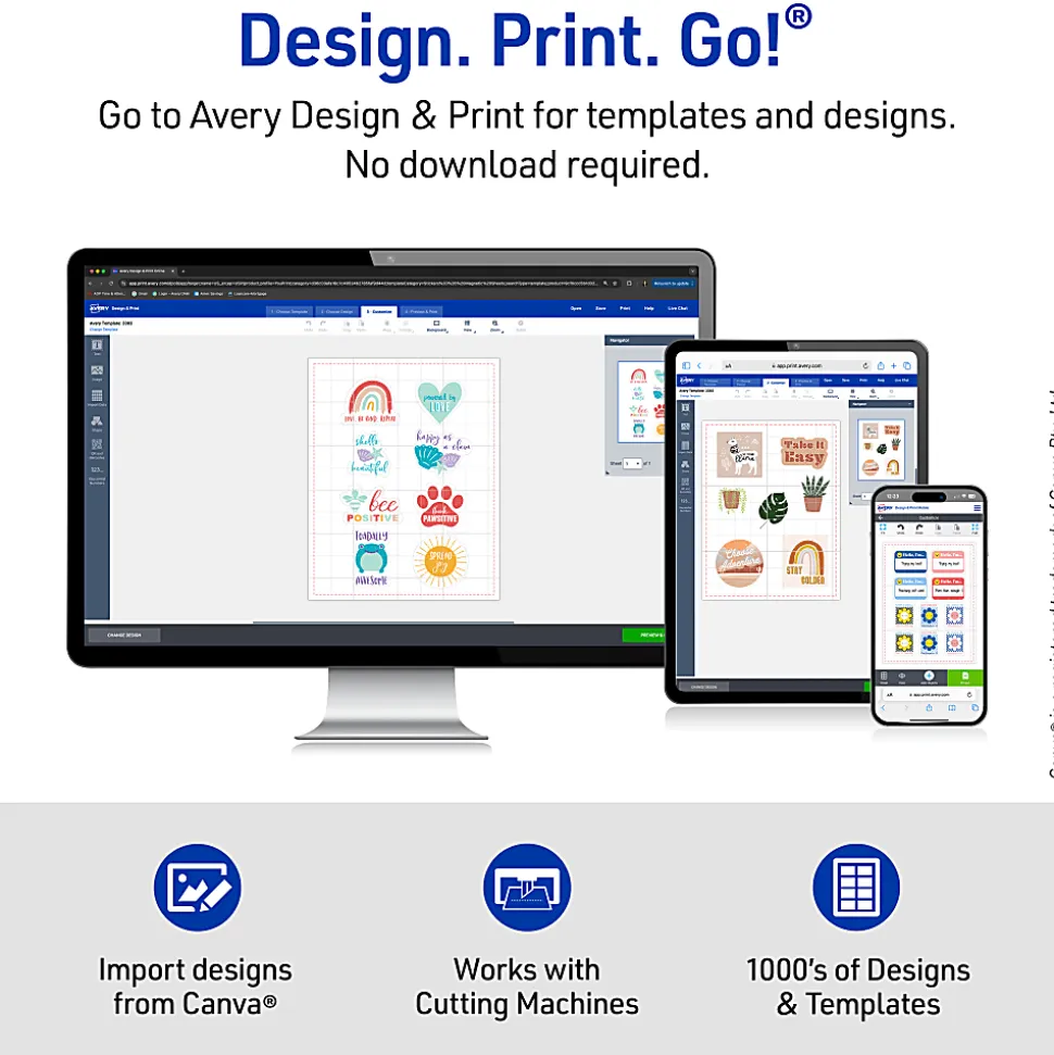 Avery® Printable Sticker Paper For Laser & Inkjet Printers, 8.5" x 11", Glossy Clear, 7 Craft Paper Sheets