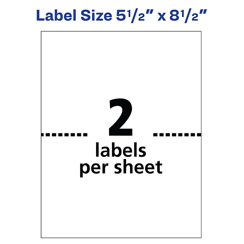 Avery® Printable TrueBlock® Shipping Labels, 8426, Rectangle, 5-1/2" x 8-1/2", White, Pack Of 200