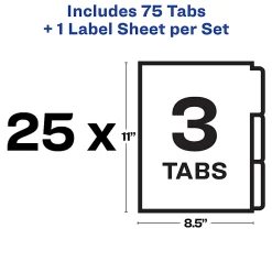 Avery® Print & Apply Clear Label Dividers With Index Maker® Easy Apply™ Printable Label Strip And White Tabs, Unpunched, 3-Tab, Box Of 25 Sets