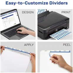 Avery® Print & Apply Clear Label Dividers With Index Maker® Easy Apply™ Printable Label Strip And White Tabs, Unpunched, 3-Tab, Box Of 25 Sets