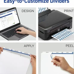 Avery® Print & Apply Clear Label Dividers With Index Maker® Easy Apply™ Printable Label Strip And White Tabs, Unpunched, 3-Tab, Box Of 25 Sets