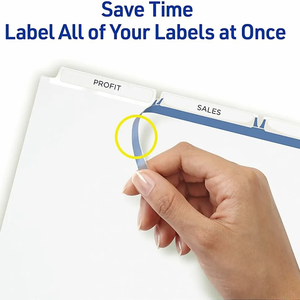 Avery® Print & Apply Clear Label Dividers With Index Maker® Easy Apply™ Printable Label Strip And White Tabs, Unpunched, 3-Tab, Box Of 25 Sets