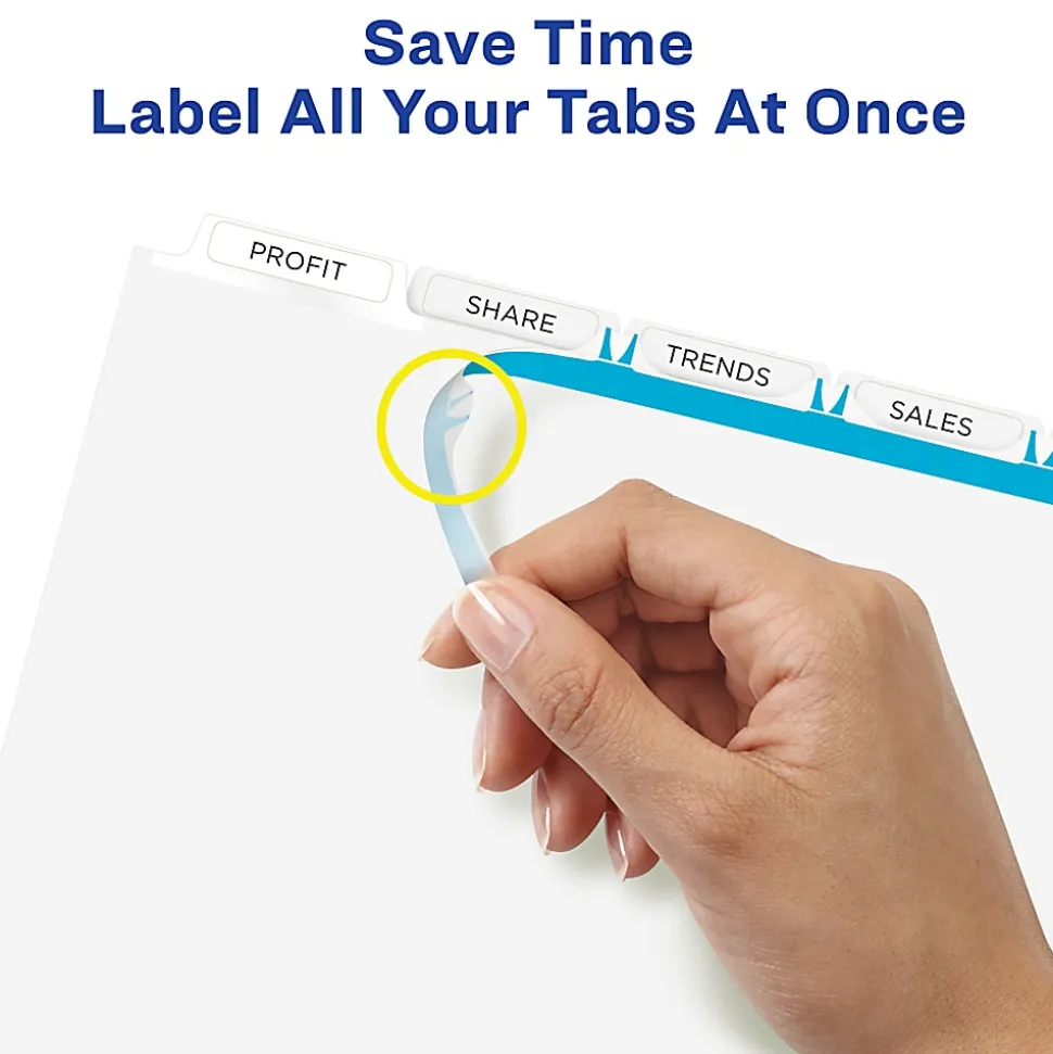 Avery® Print & Apply Clear Label Translucent Plastic Dividers, 5 Frosted Clear Tabs, 5 Sets - 12449