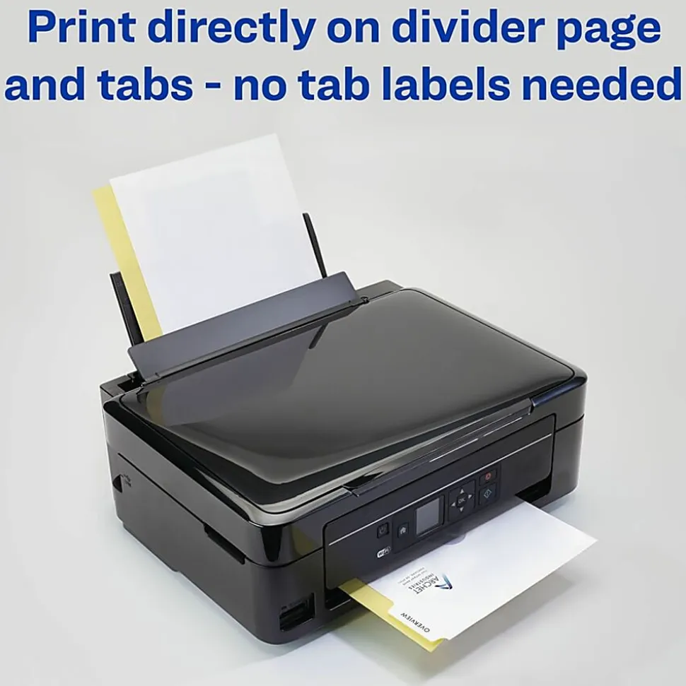 Avery® Print-On™ Dividers, 8 1/2" x 11", Unpunched, 8-Tab, White Dividers/White Tabs, Pack Of 5 Sets