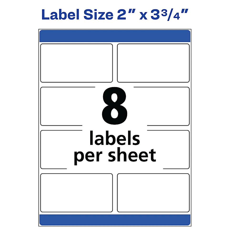 Avery® Print-To-The-Edge Permanent Shipping Labels For Laser & Inkjet Printers , 6873, 2" x 3 3/4", White, Pack Of 200