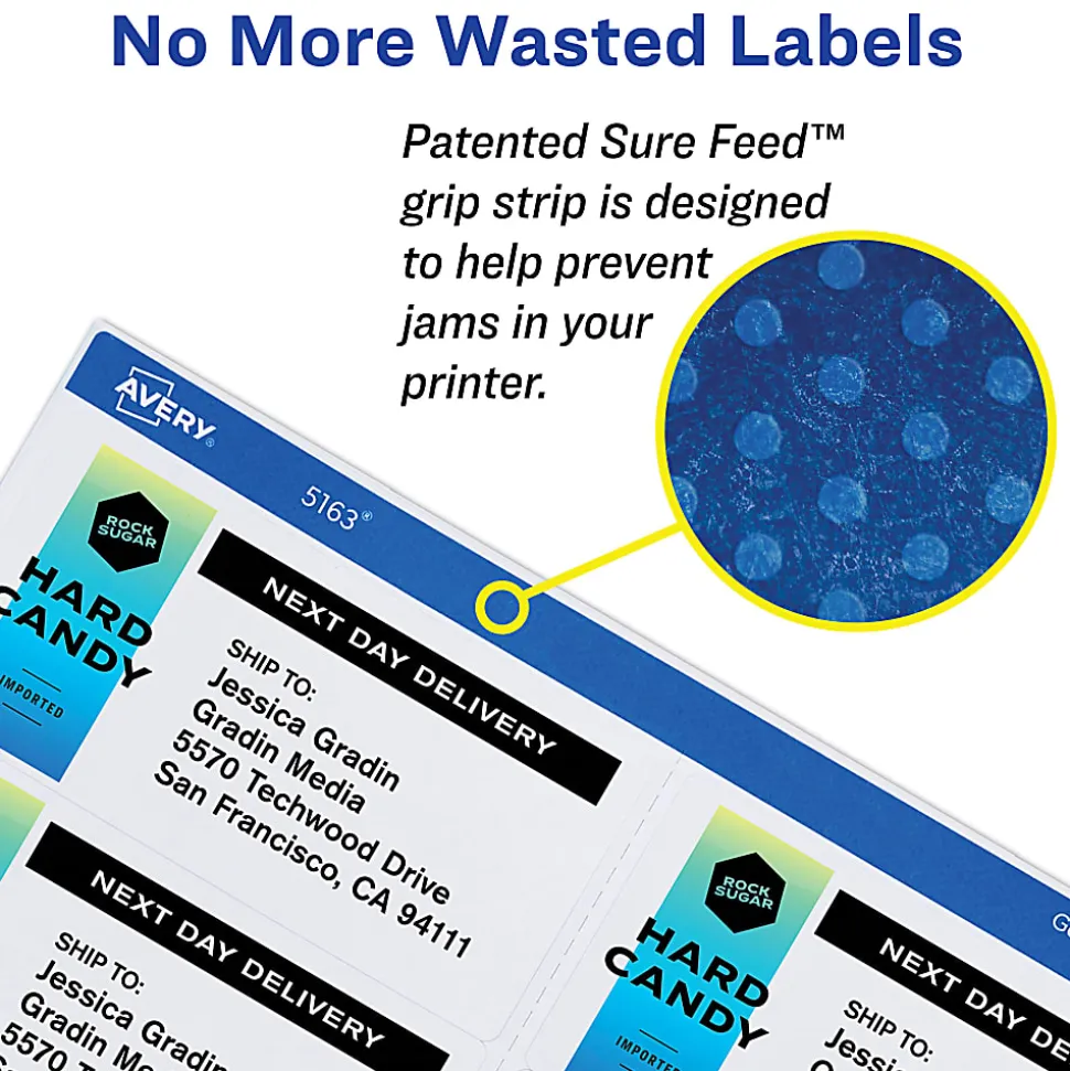 Avery® Print-To-The-Edge Permanent Shipping Labels For Laser & Inkjet Printers , 6873, 2" x 3 3/4", White, Pack Of 200