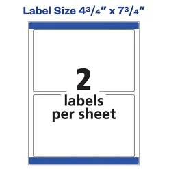 Avery® Print-to-the-Edge Shipping Labels With Sure Feed® Technology, 6876, Rectangle, 4-3/4