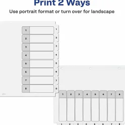 Avery® Ready Index Binder Dividers, 8-1/2" x 11, White, 8 Dividers Per Set, Pack Of 6 Sets