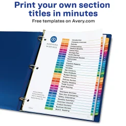 Avery® Ready Index® Binder Dividers, Customizable Table Of Contents, 31 Tab, Multicolor, Set Of 6 Sets