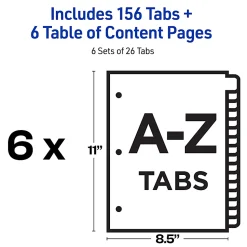 Avery® Ready Index® Dividers, A-Z Tab & Customizable Table of Contents, 8-1/2