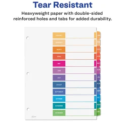 Avery® Ready Index® Dividers, Jan-Dec Tab & Customizable Table of Contents, 8-1/2