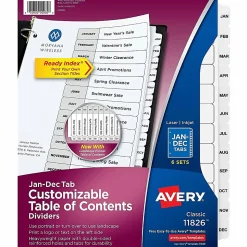Avery® Ready Index® Dividers, Jan-Dec Tab & Customizable Table of Contents, 8-1/2