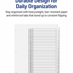 Avery® Ready Index® Dividers, 1-31 Tab & Customizable Table Of Contents, Letter Size, Black/White ,31 Dividers Per Pack, Set Of 6 Packs